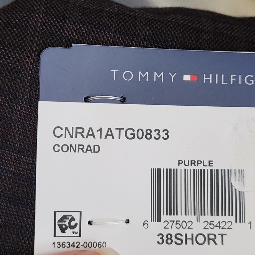 Tommy Hilfiger Conrad Sport Coat Mens 38S 38‎ Short Purple Plaid TH Flex Office - Picture 10 of 12